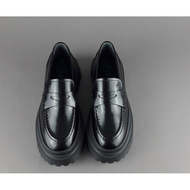 Hogan Mocassino Donna H629 Pelle Abrasivata Nero H Impressa 420,00