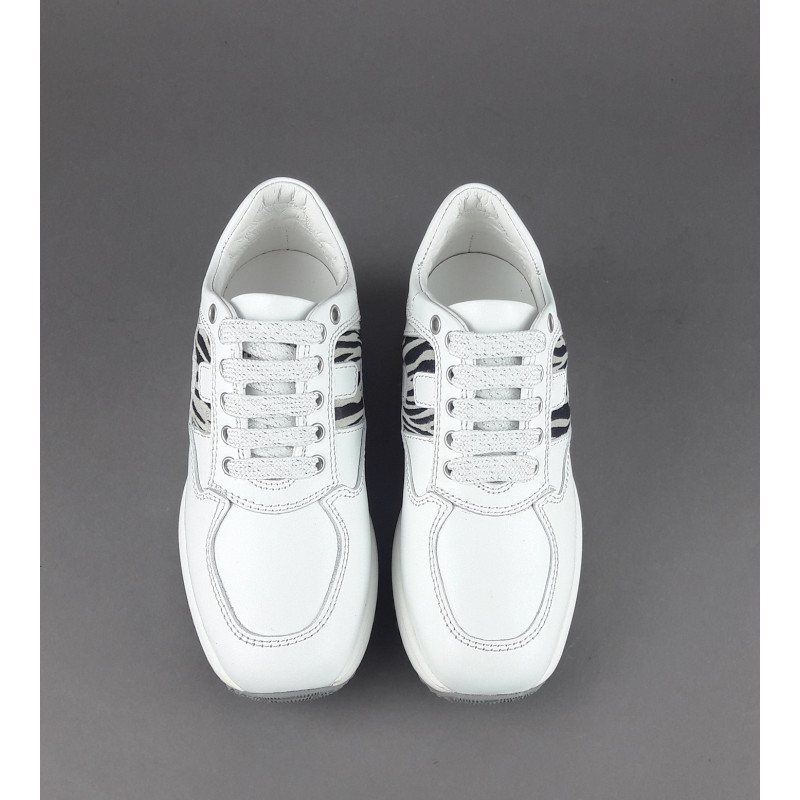 Hogan " Interactive Junior Pelle Bianco H Camoscio Zebra Prezzo 190,00