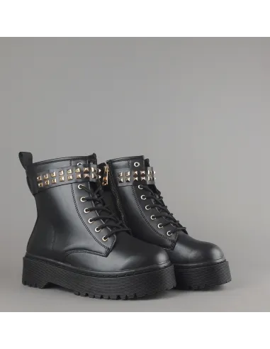 Gio Cellini Anfibio Donna PU Nero Cinturino Borchie Prezzo 130,00