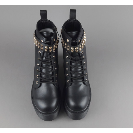 Gio Cellini / Anfibio Donna PU Nero Cinturino Borchie Prezzo 130,00