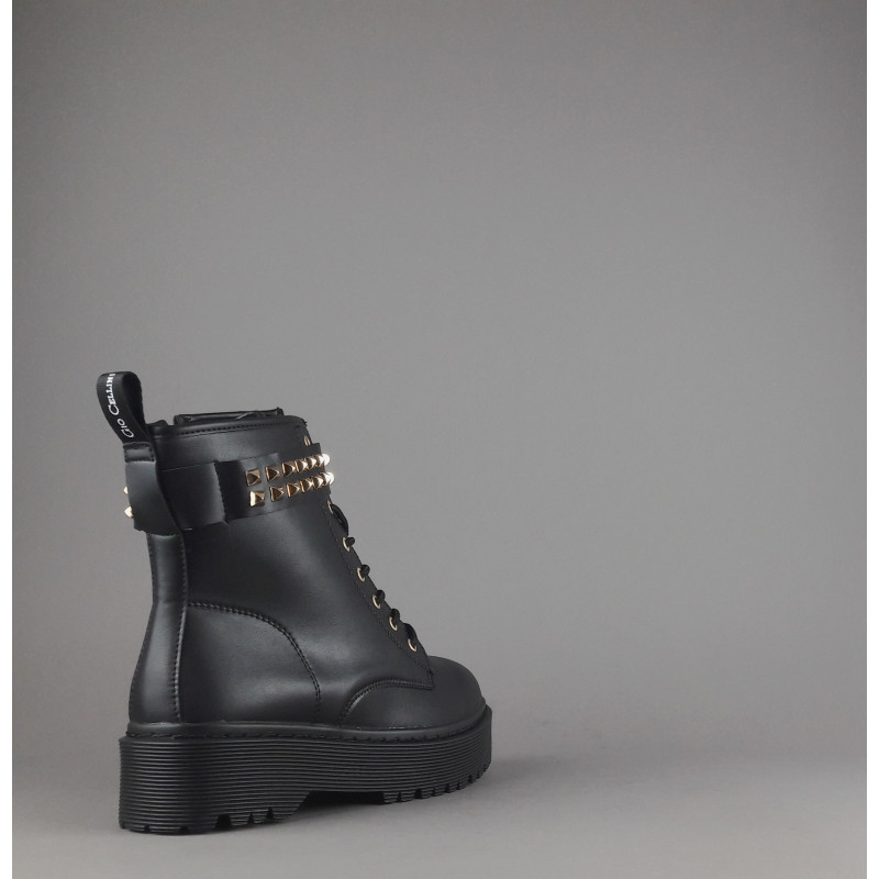 Gio Cellini / Anfibio Donna PU Nero Cinturino Borchie Prezzo 130,00