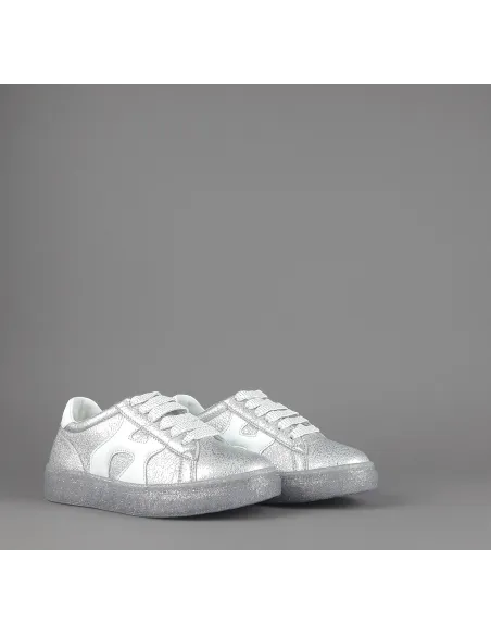 Hogan Sneakers J582 Junior Pelle Martellata Argento H Onda Prezzo 180,00