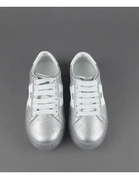 Hogan Sneakers J582 Junior Pelle Martellata Argento H Onda Prezzo 180,00