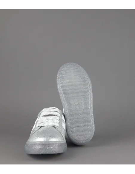 Hogan Sneakers J582 Junior Pelle Martellata Argento H Onda Prezzo 180,00
