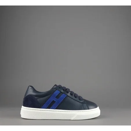 Hogan Sneakers J340 Junior Pelle Blu Scuro H Lunga Prezzo 180,00