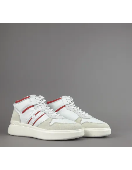 Hogan / Sa Sneakers High Top H580 Uomo Camoscio Pelle Bianco H Lunga Prezzo 460,00