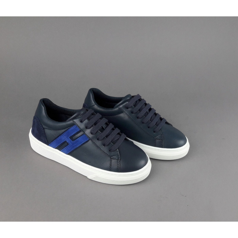 Hogan Sneakers J340 Junior Pelle Blu Scuro H Lunga Prezzo 180,00