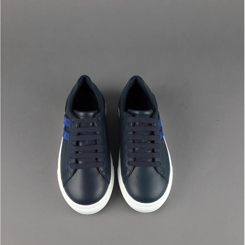 Hogan Sneakers J340 Junior Pelle Blu Scuro H Lunga Prezzo 180,00