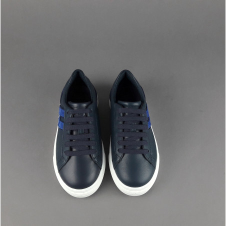 Hogan Sneakers J340 Junior Pelle Blu Scuro H Lunga Prezzo 180,00