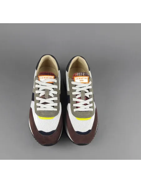 Serafini Sneakers Torino Uomo Camoscio Tela Marrone Spoiler Pelle Prezzo 190,00