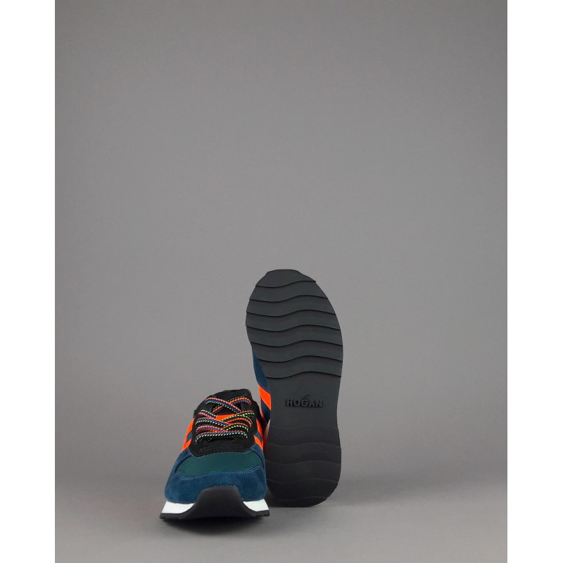 Hogan Sneakers J484 Junior Camoscio Tela Blu H Tessuto Fluo Prezzo 200,00