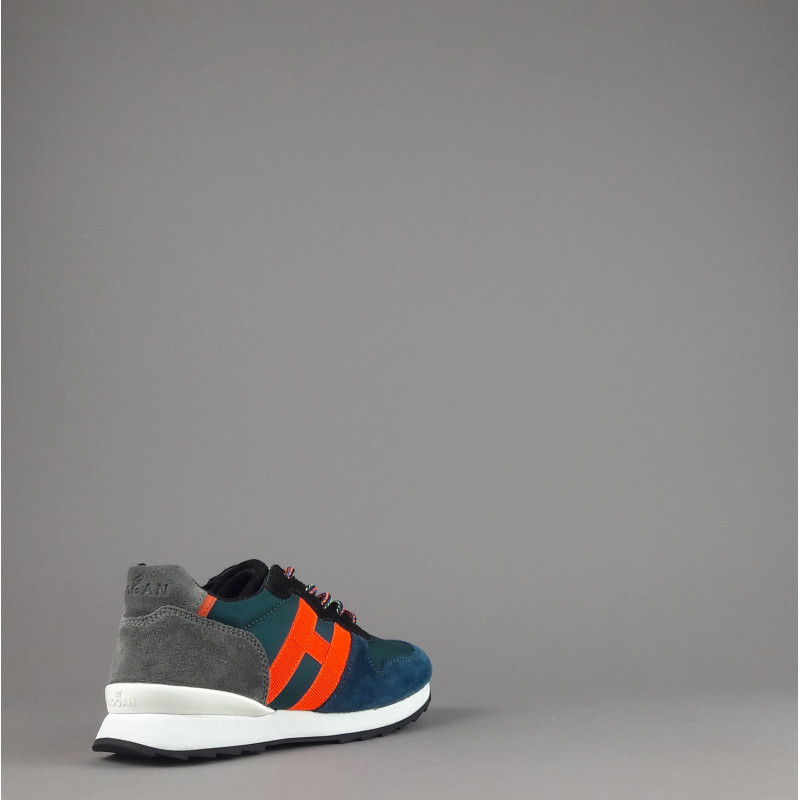 Hogan Sneakers J484 Junior Camoscio Tela Blu H Tessuto Fluo Prezzo 200,00