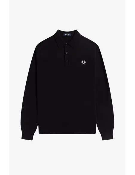Fred Perry / Maglia Polo Uomo Misto Lana Cotone Nero Prezzo 190,00