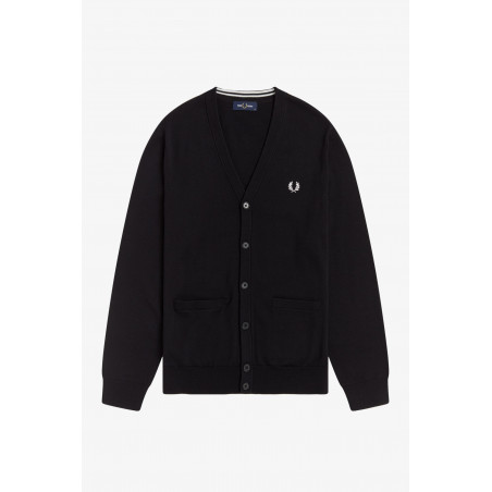 Fred Perry Cardigan Classico Uomo Misto Lana Cotone Nero Prezzo 220,00