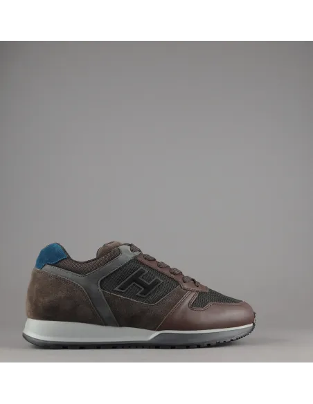 Hogan Sneakers H321 Uomo Pelle Tela Camoscio Marrone H Flock Prezzo 360,00