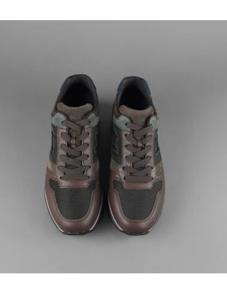 Hogan Sneakers H321 Uomo Pelle Tela Camoscio Marrone H Flock Prezzo 360,00