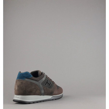 Hogan Sneakers H321 Uomo Pelle Tela Camoscio Marrone H Flock Prezzo 360,00