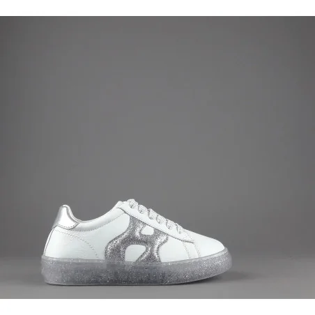 Hogan " Sneakers J582 Junior Pelle Bianco H Onda Glitter Prezzo 180,00