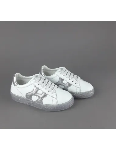 Hogan " Sneakers J582 Junior Pelle Bianco H Onda Glitter Prezzo 180,00