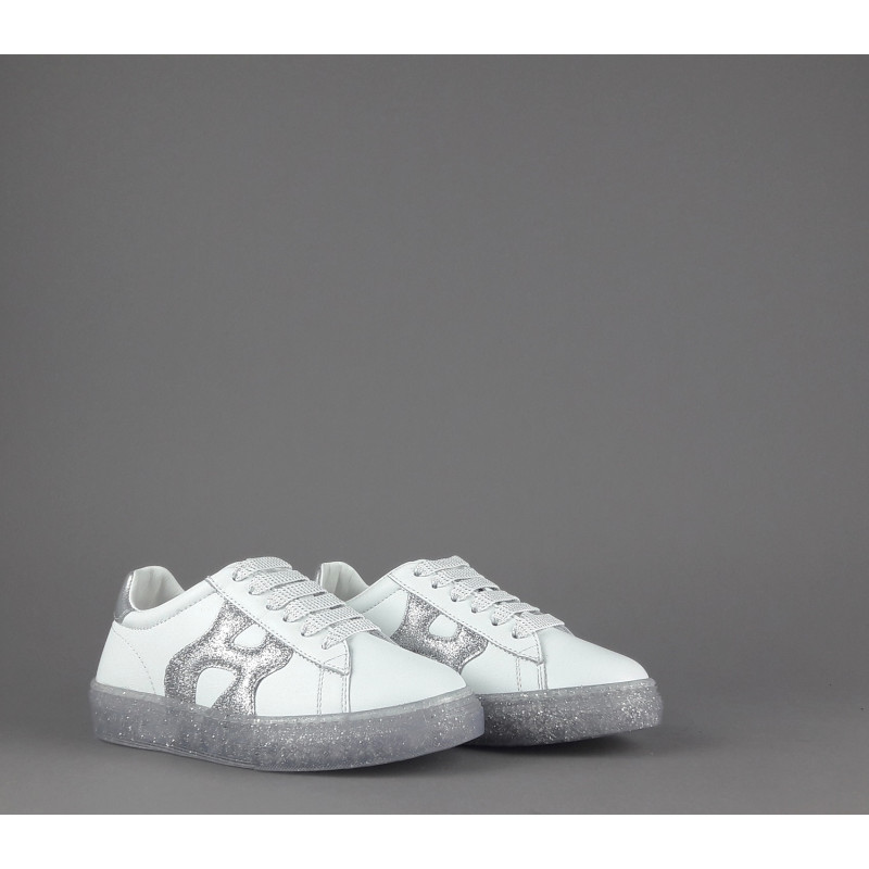 Hogan " Sneakers J582 Junior Pelle Bianco H Onda Glitter Prezzo 180,00