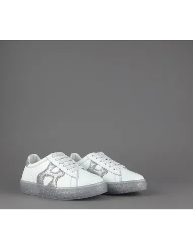Hogan " Sneakers J582 Junior Pelle Bianco H Onda Glitter Prezzo 180,00
