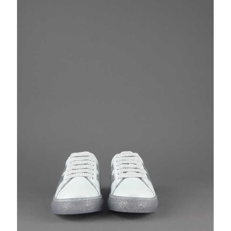 Hogan " Sneakers J582 Junior Pelle Bianco H Onda Glitter Prezzo 180,00