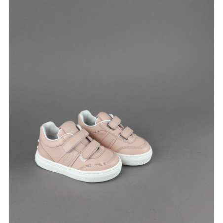 Tod's Sneakers Junior Baby 06J Pelle Rosa Polvere Fascia Logata Velcro Prezzo 250,00