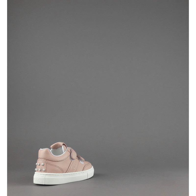 Tod's Sneakers Junior Baby 06J Pelle Rosa Polvere Fascia Logata Velcro Prezzo 250,00