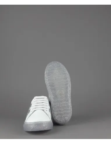 Hogan " Sneakers J582 Junior Pelle Bianco H Onda Glitter Prezzo 180,00