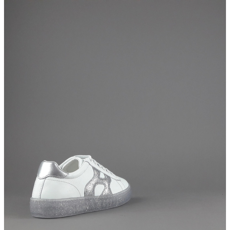 Hogan " Sneakers J582 Junior Pelle Bianco H Onda Glitter Prezzo 180,00
