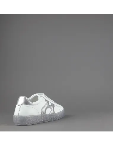 Hogan " Sneakers J582 Junior Pelle Bianco H Onda Glitter Prezzo 180,00