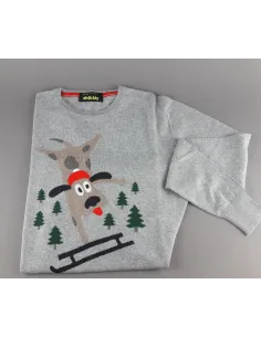 Shockly Maglia Uomo Girocollo Misto Lana/Cachemire Grigio Chiaro Ricamo Dog Prezzo 160,00