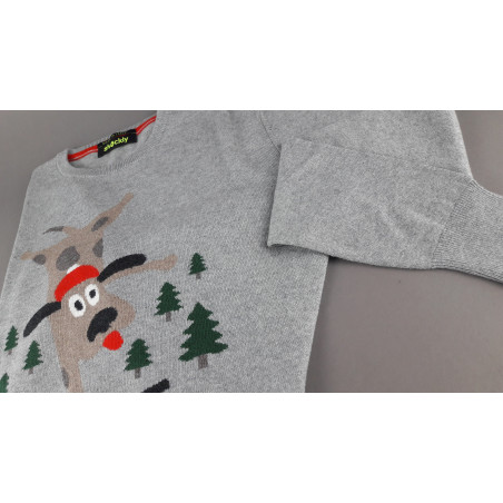 Shockly / Maglia Uomo Girocollo Misto Lana/Cachemire Grigio Chiaro Ricamo Cane Prezzo 160,00