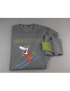 Shockly Maglia Uomo Girocollo Misto Lana/Cachemire Grigio Ricamo Freack Prezzo 160,00
