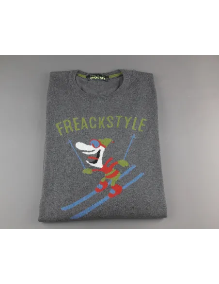 Shockly / Maglia Uomo Girocollo Misto Lana/Cachemire Grigio Ricamo Freack Prezzo 160,00