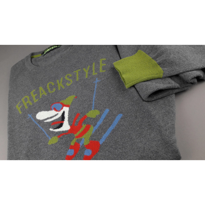 Shockly / Maglia Uomo Girocollo Misto Lana/Cachemire Grigio Ricamo Freack Prezzo 160,00