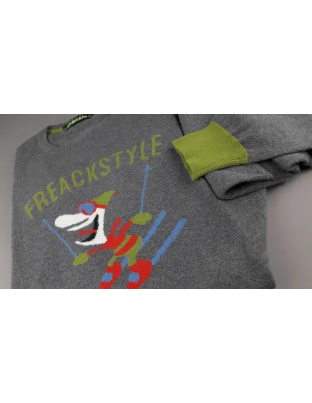Shockly / Maglia Uomo Girocollo Misto Lana/Cachemire Grigio Ricamo Freack Prezzo 160,00