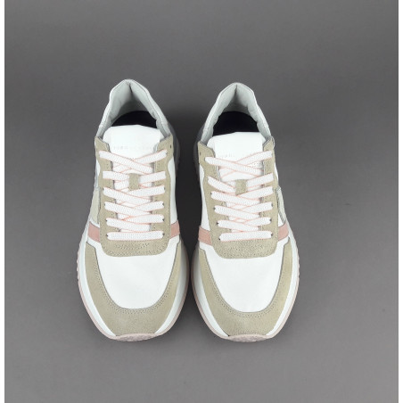 Philippe Model _ Sneakers Donna Mondial Camoscio Tela Beige Rosa Prezzo 280,00