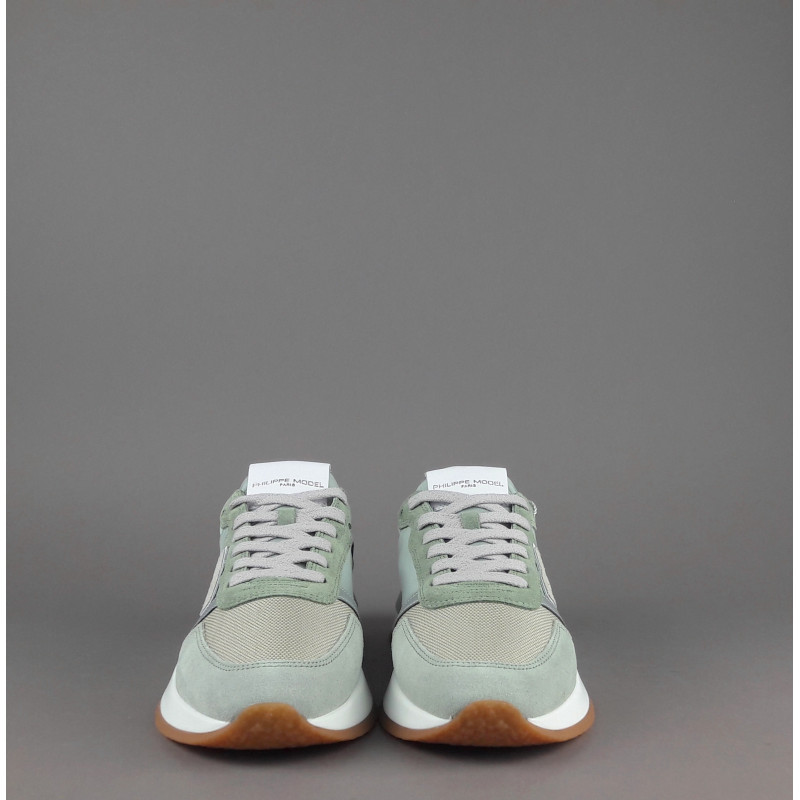 Philippe Model Sneakers Donna Mondial Camoscio Tela Verde Militare Lavato Prezzo 280,00