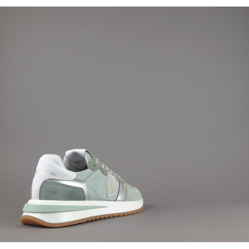 Philippe Model Sneakers Donna Mondial Camoscio Tela Verde Militare Lavato Prezzo 280,00