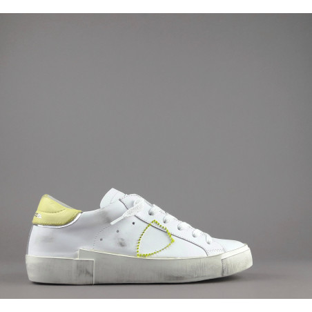 Philippe Model _ Sa Sneakers Donna Paris x Pelle Bianco Vintage Spoiler Giallo Prezzo 320,00