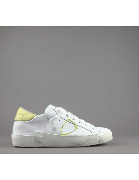 Philippe Model _ Sa Sneakers Donna Paris x Pelle Bianco Vintage Spoiler Giallo Prezzo 320,00
