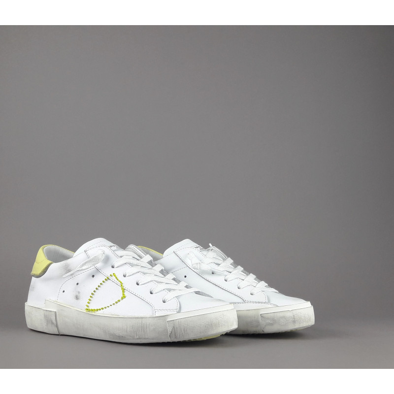 Philippe Model _ Sa Sneakers Donna Paris x Pelle Bianco Vintage Spoiler Giallo Prezzo 320,00