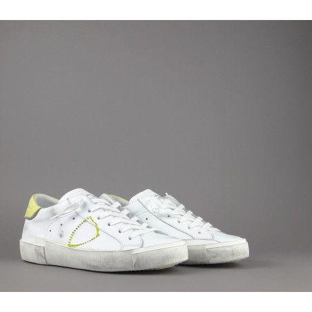 Philippe Model _ Sa Sneakers Donna Paris x Pelle Bianco Vintage Spoiler Giallo Prezzo 320,00