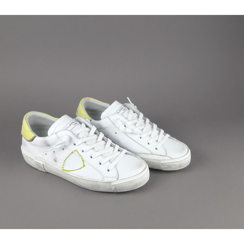 Philippe Model _ Sa Sneakers Donna Paris x Pelle Bianco Vintage Spoiler Giallo Prezzo 320,00