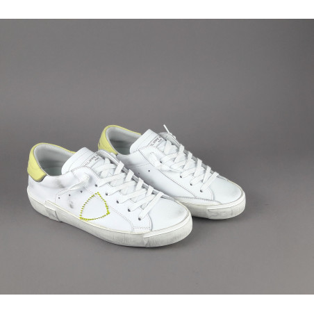 Philippe Model _ Sa Sneakers Donna Paris x Pelle Bianco Vintage Spoiler Giallo Prezzo 320,00