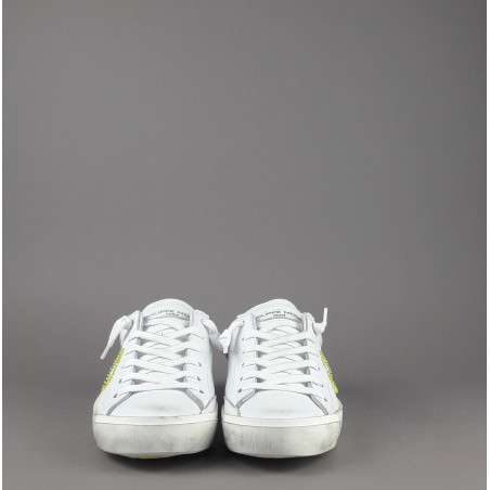 Philippe Model _ Sa Sneakers Donna Paris x Pelle Bianco Vintage Spoiler Giallo Prezzo 320,00