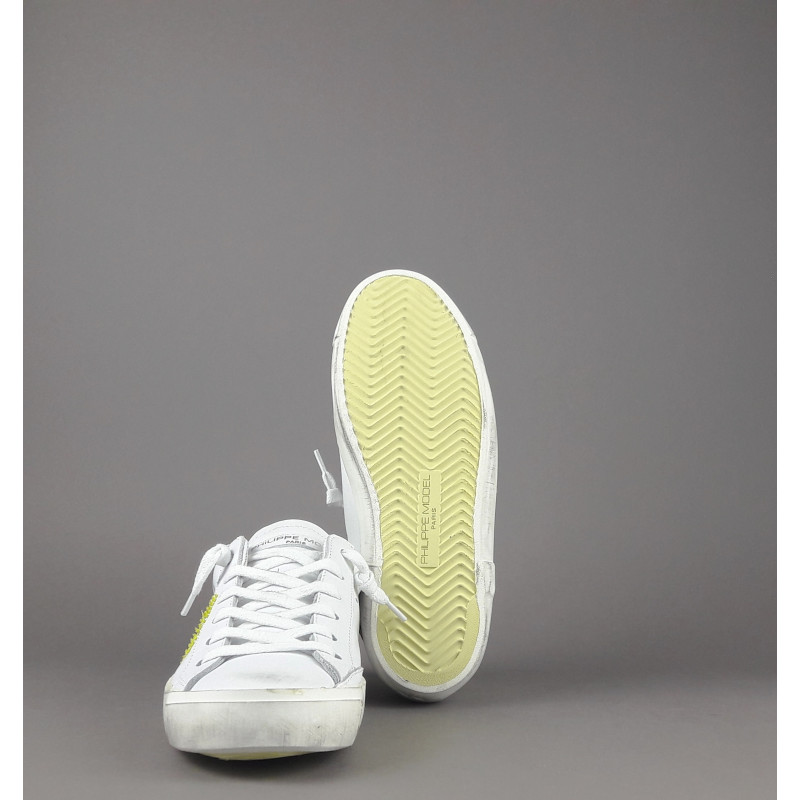 Philippe Model _ Sa Sneakers Donna Paris x Pelle Bianco Vintage Spoiler Giallo Prezzo 320,00