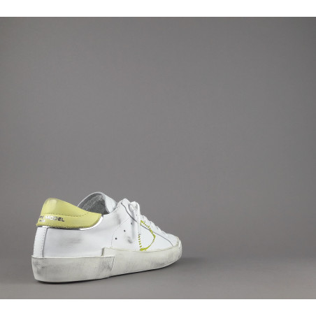 Philippe Model _ Sa Sneakers Donna Paris x Pelle Bianco Vintage Spoiler Giallo Prezzo 320,00