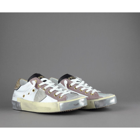 Philippe Model Sneakers Donna Paris x Pelle Bianco Rosa Spoiler Oro Prezzo 340,00
